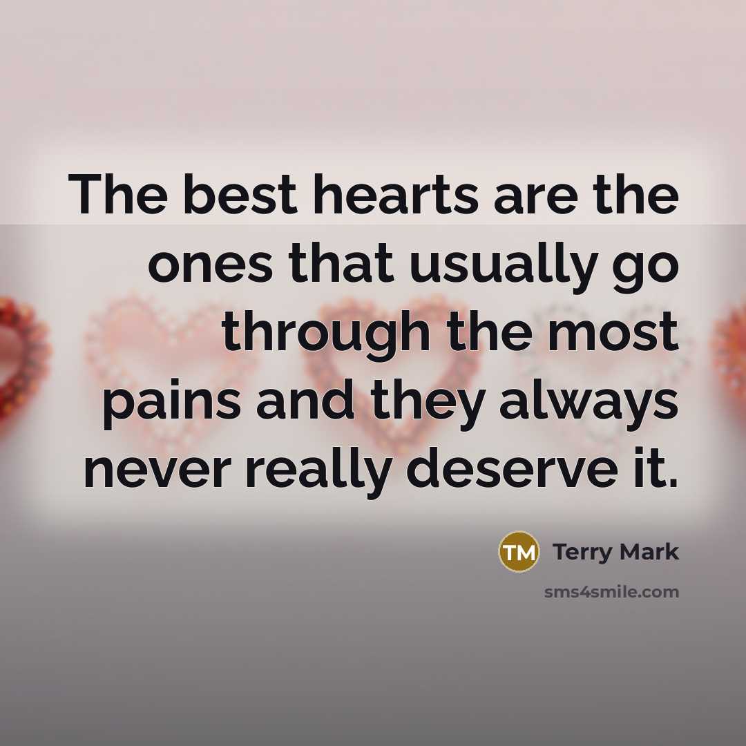 “The best hearts are the ones that usually go through…” quote by Terry Mark