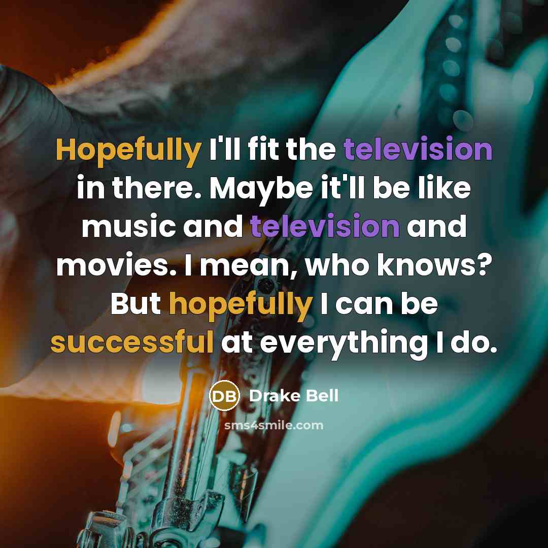 “Hopefully I'll fit the television in there. Maybe it'll be…” quote by Drake Bell