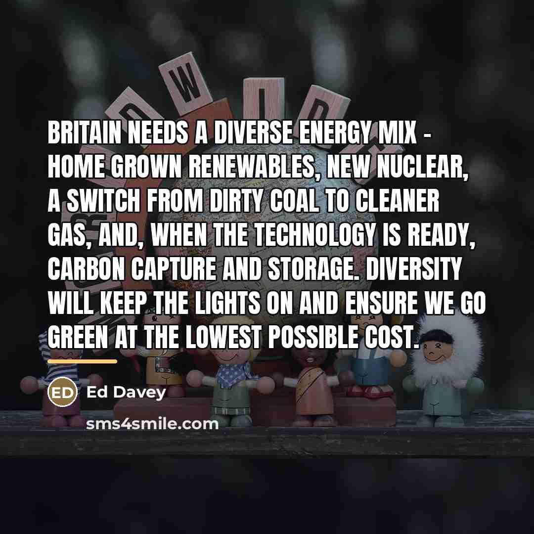 “Britain needs a diverse energy mix - home grown renewables,…” quote by Ed Davey