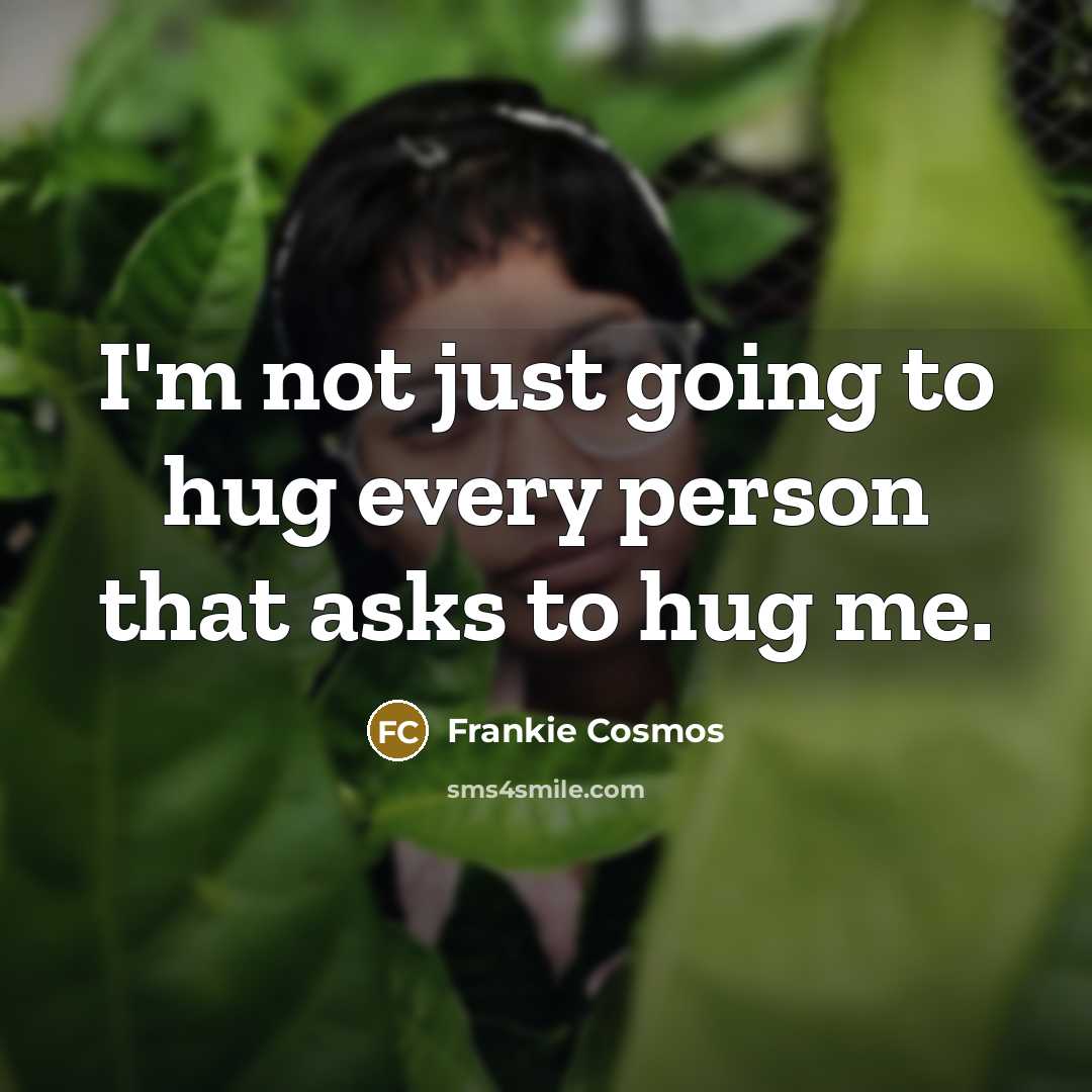 “I'm not just going to hug every person that asks…” quote by Frankie Cosmos