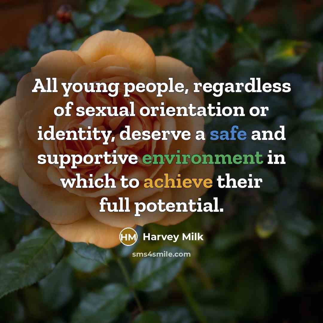 “All young people, regardless of sexual orientation or identity, deserve…” quote by Harvey Milk