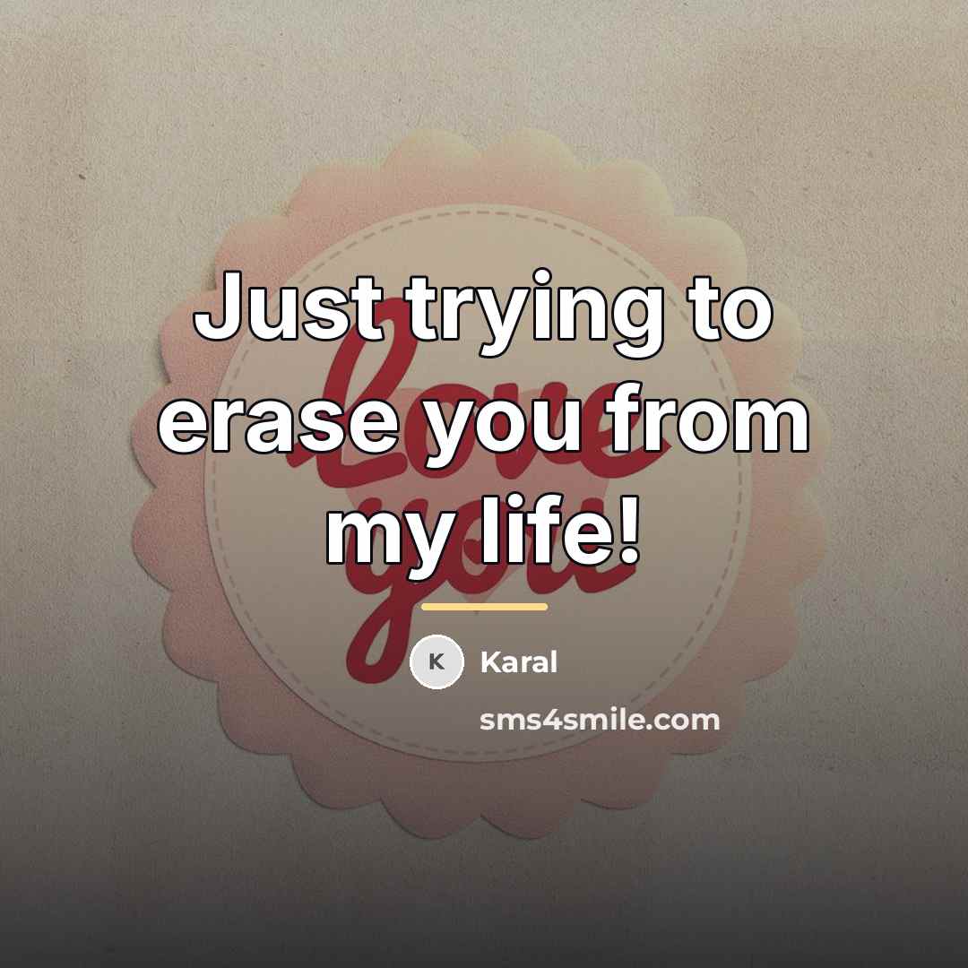 “Just trying to erase you from my life!…” quote by Karal
