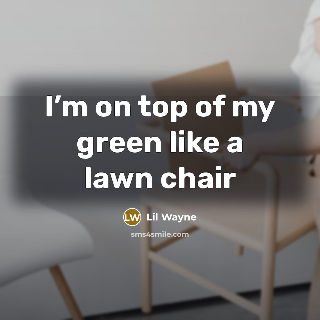 “I’m on top of my green like a lawn chair…” quote by Lil Wayne