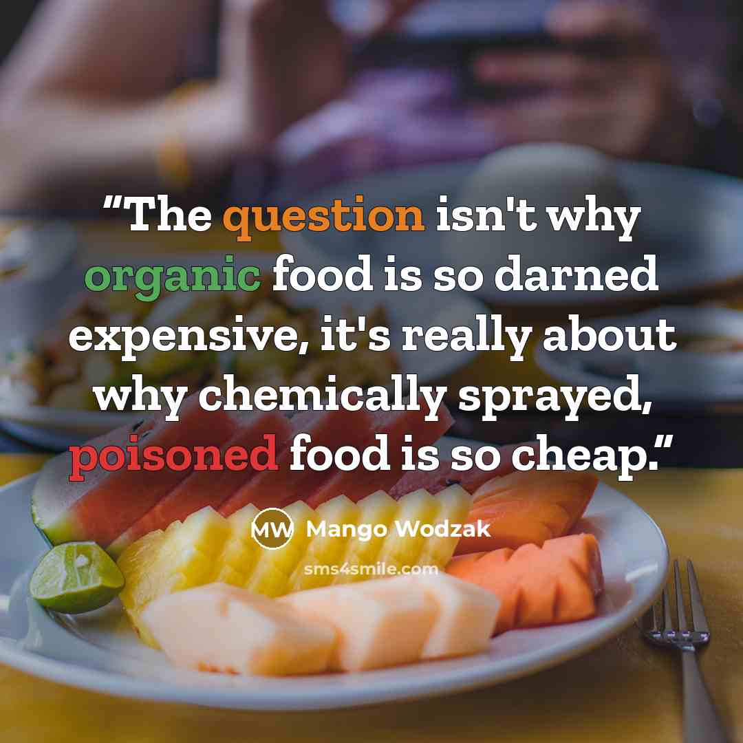 “The question isn't why organic food is so darned expensive, it's really about why chemically sprayed, poisoned food is so cheap.” quote by Mango Wodzak