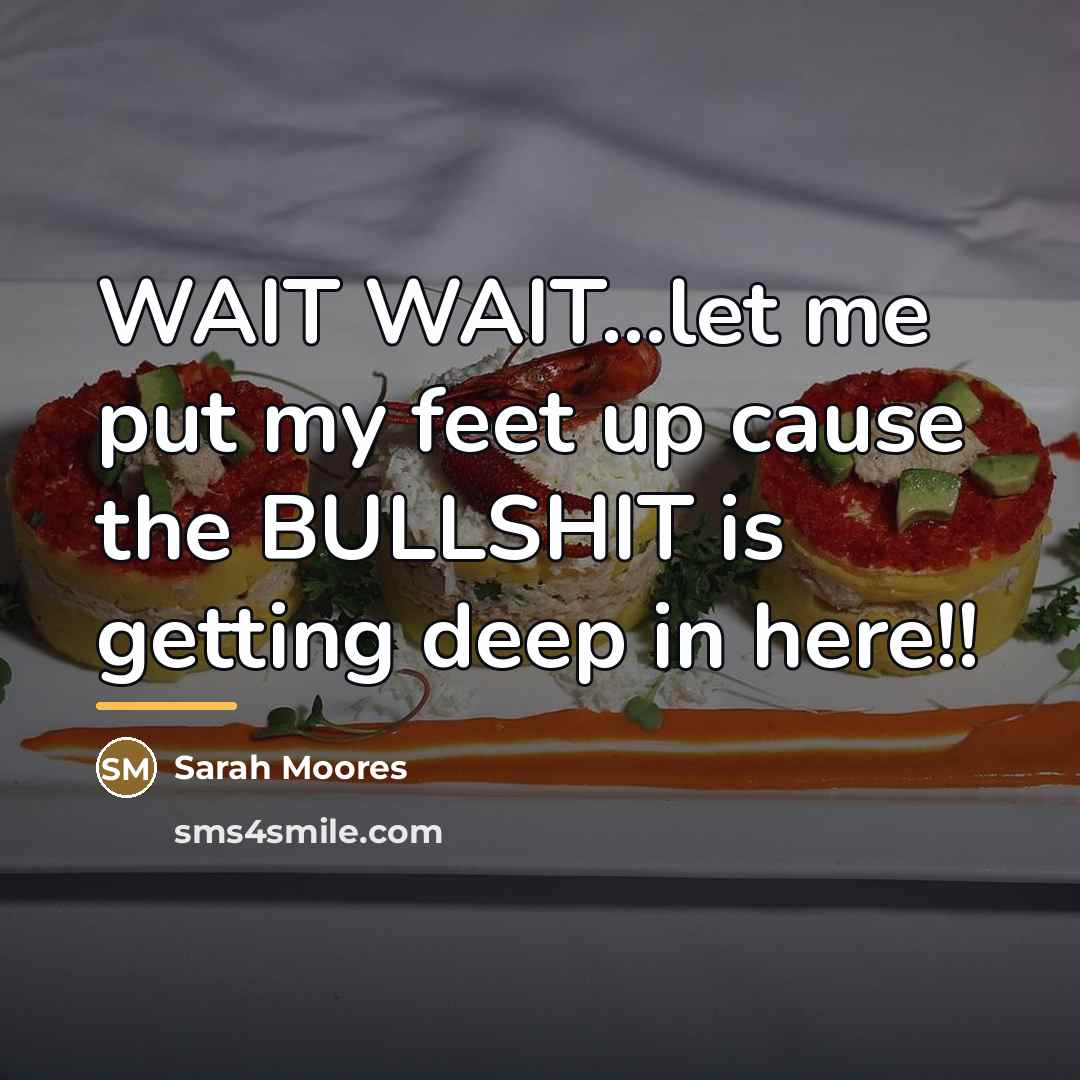 “WAIT WAIT...let me put my feet up cause the BULLSHIT…” quote by Sarah Moores