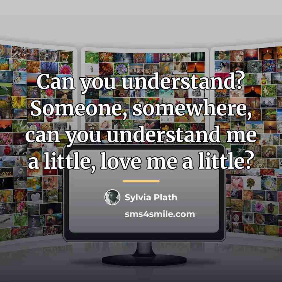 “Can you understand? Someone, somewhere, can you understand me a…” quote by Sylvia Plath