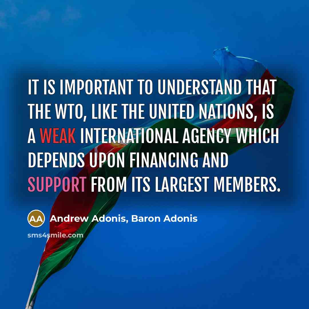 “It is important to understand that the WTO, like the…” quote by Andrew Adonis, Baron Adonis