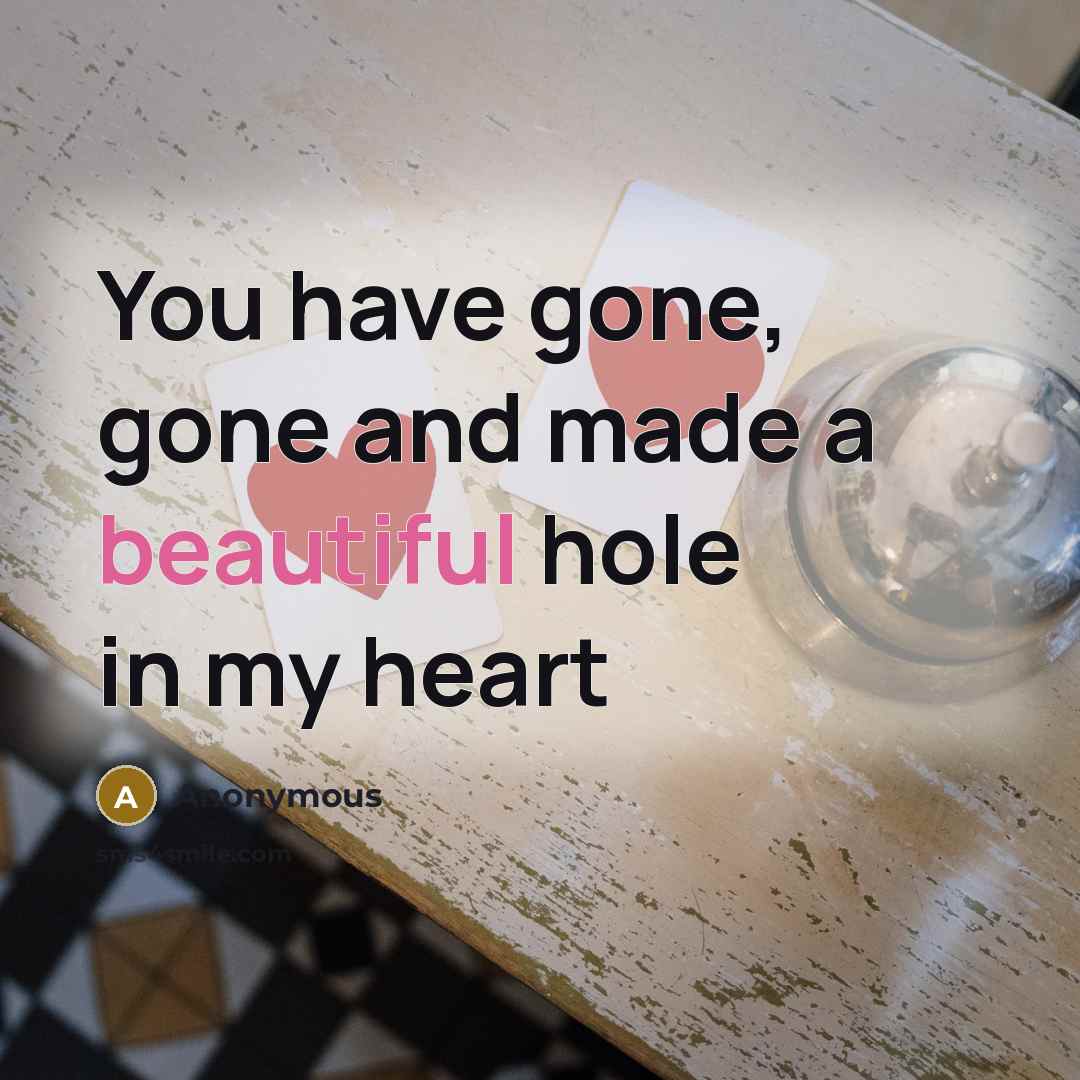 “You have gone, gone and made a beautiful hole in…” quote by Anonymous