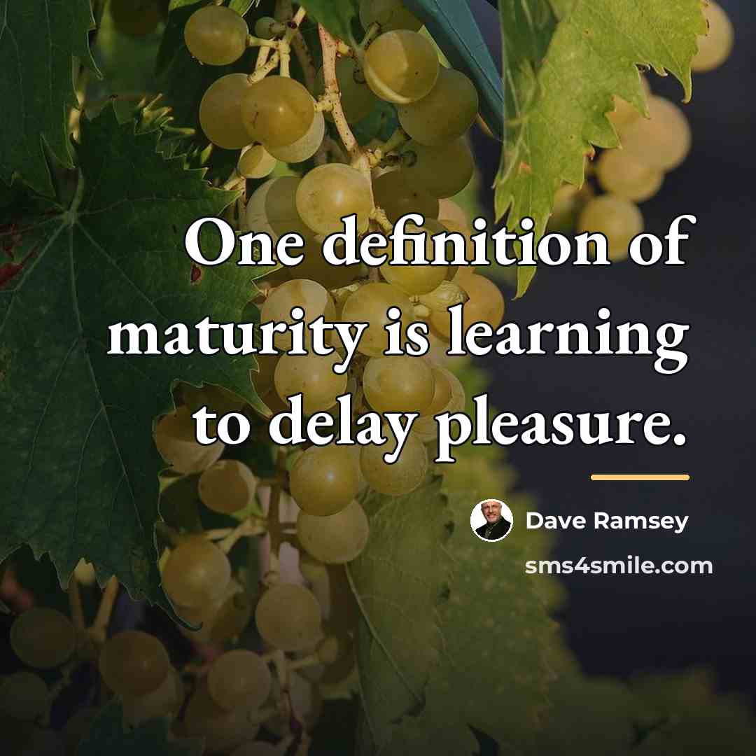 “One definition of maturity is learning to delay pleasure.…” quote by Dave Ramsey