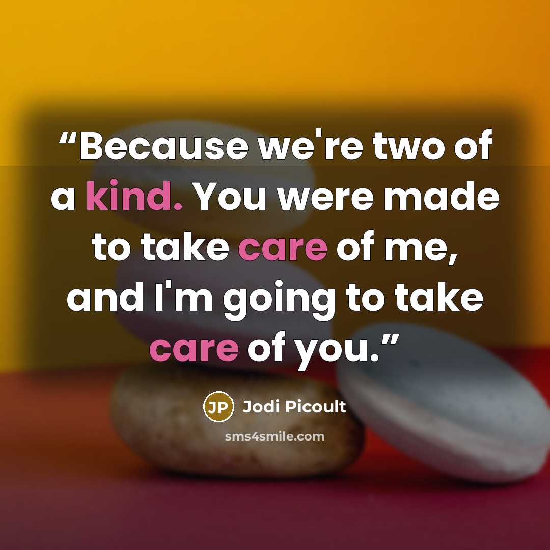 “Because we're two of a kind. You were made to take care of me, and I'm going to take care of you.” quote by Jodi Picoult