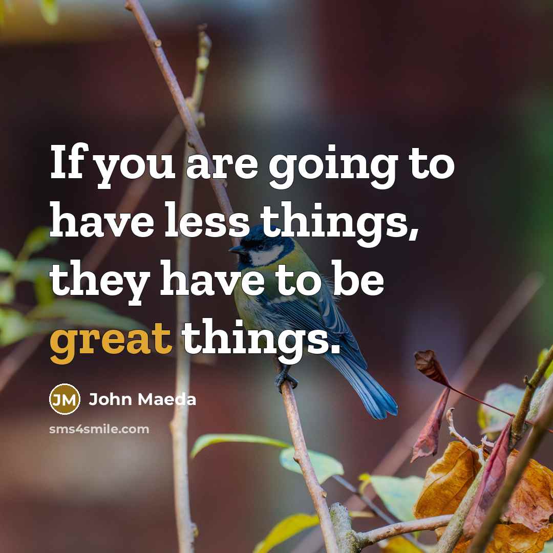 “If you are going to have less things, they have to be great things.” quote by John Maeda