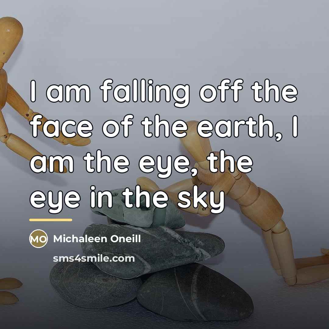 “I am falling off the face of the earth, I…” quote by Michaleen Oneill