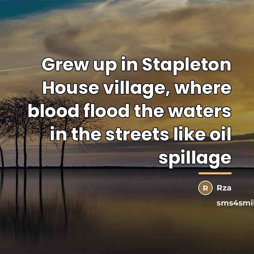 “Grew up in Stapleton House village, where blood flood the…” quote by RZA