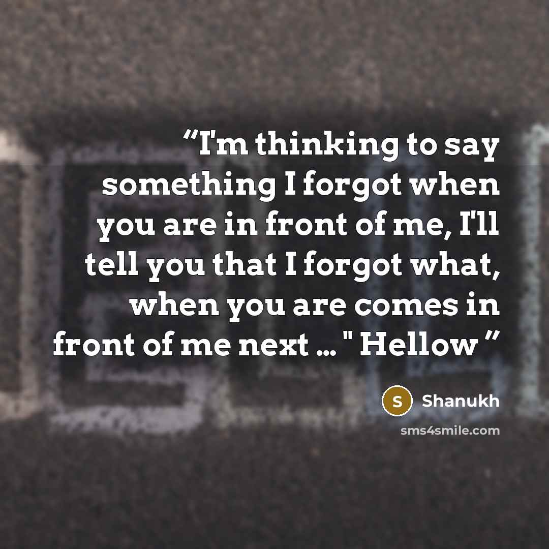 “I'm thinking to say something I forgot when you are in front of me, I'll tell you that I forgot what, when you are comes in front of me next … " Hellow” quote by Shanukh