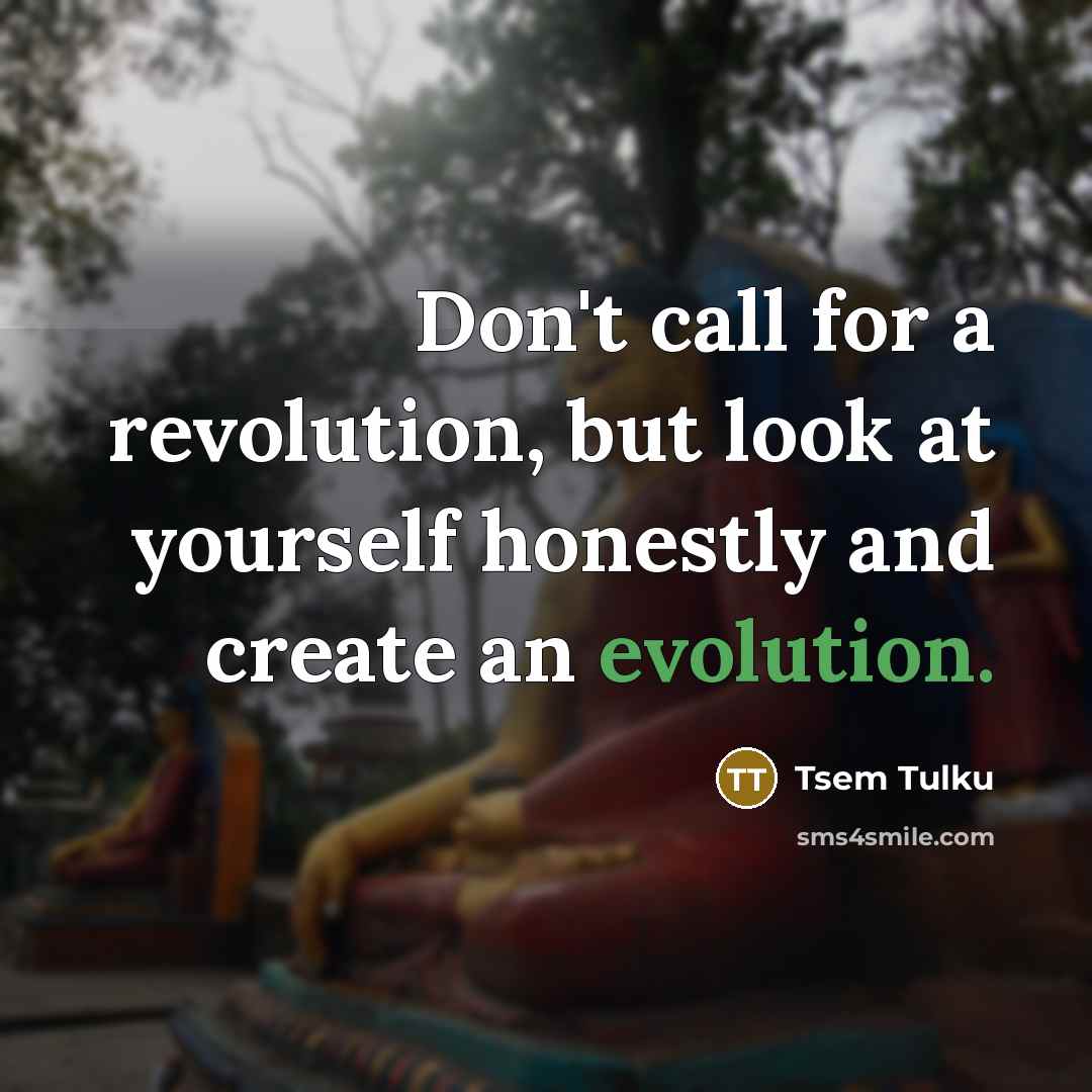 “Don't call for a revolution, but look at yourself honestly…” quote by Tsem Tulku