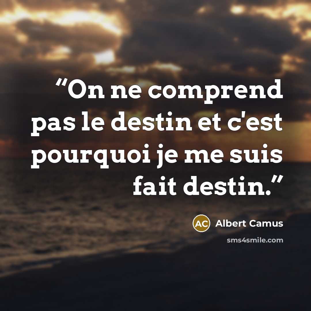 “On ne comprend pas le destin et c'est pourquoi je me suis fait destin.” quote by Albert Camus