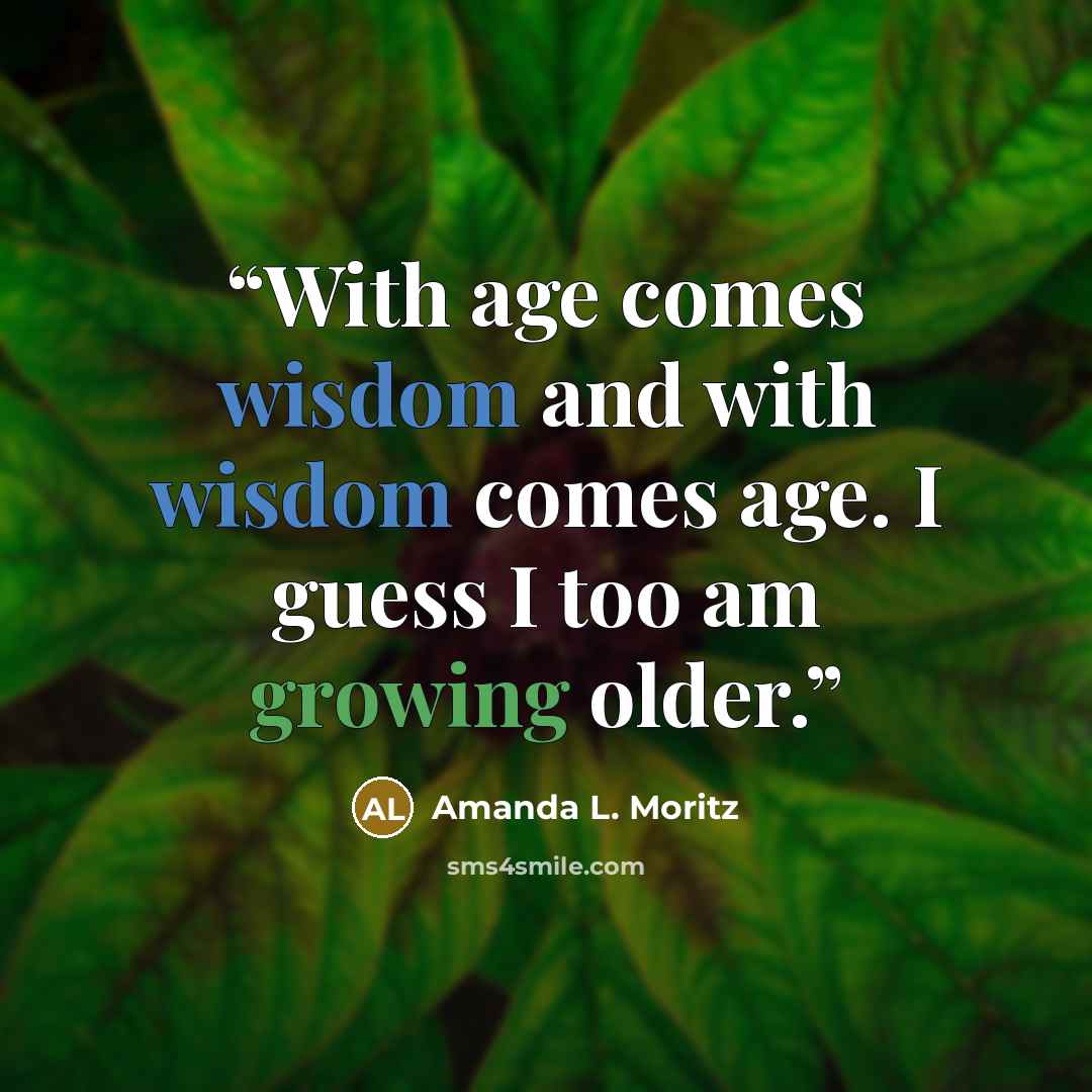 “With age comes wisdom and with wisdom comes age. I guess I too am growing older.” quote by Amanda L. Moritz