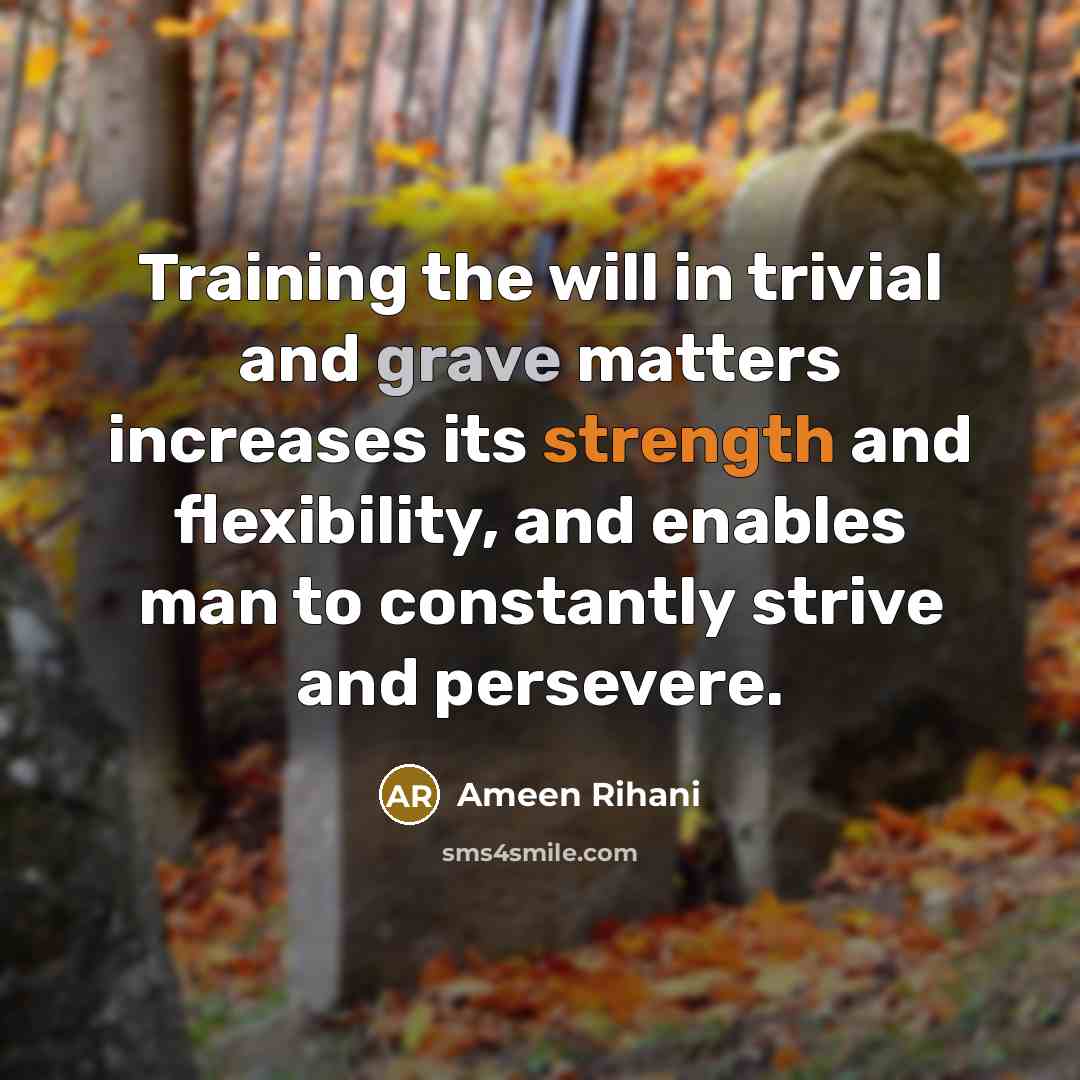 “Training the will in trivial and grave matters increases its…” quote by Ameen Rihani