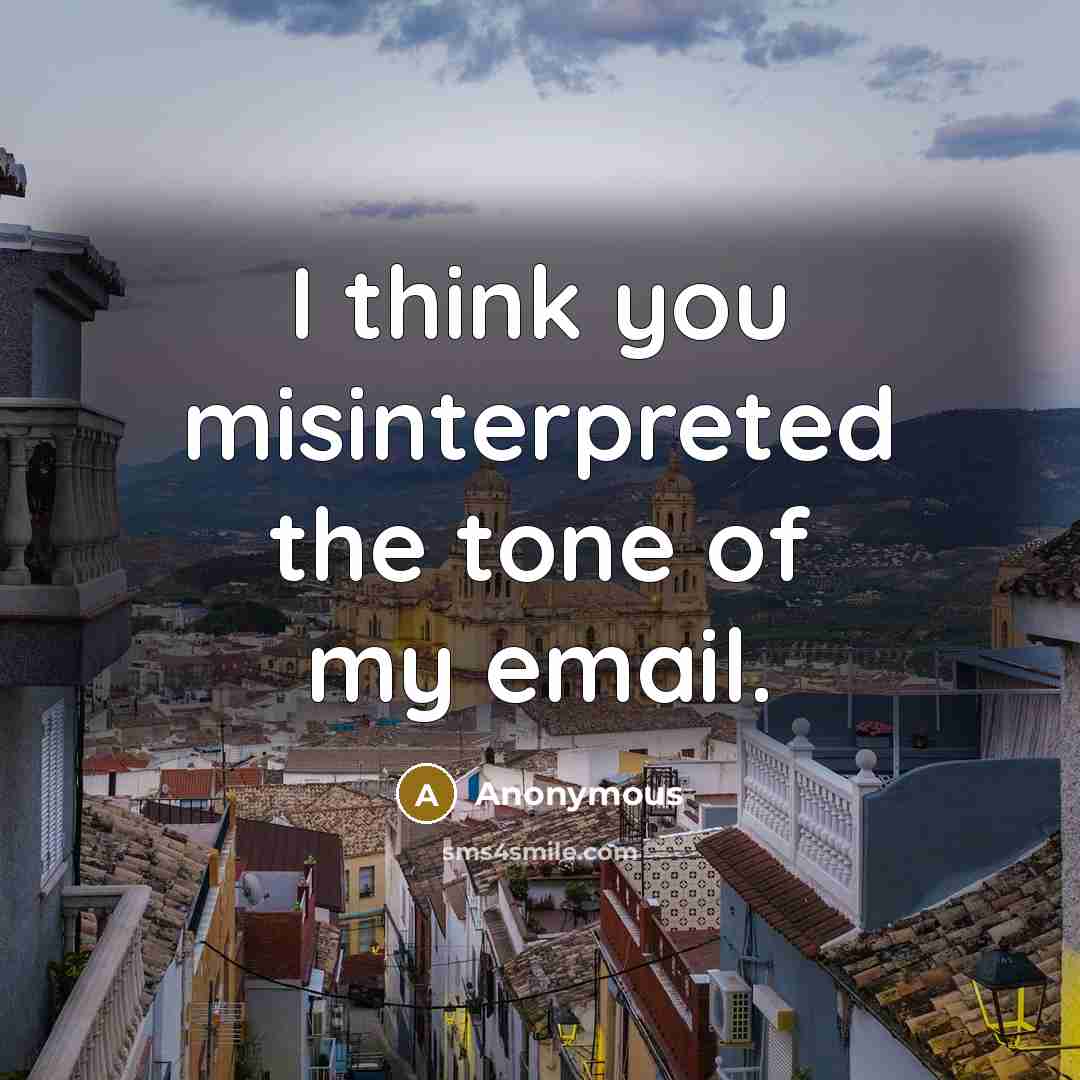 “I think you misinterpreted the tone of my email.…” quote by Anonymous
