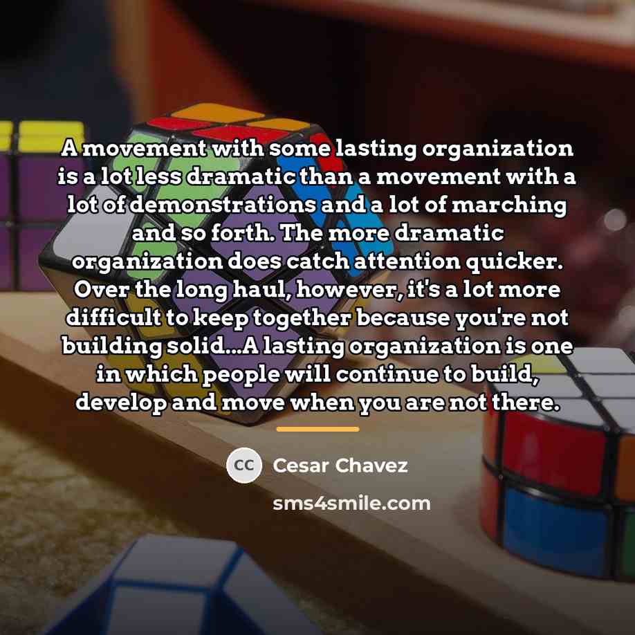 “A movement with some lasting organization is a lot less…” quote by Cesar Chavez