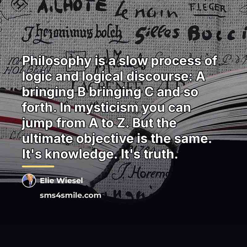 “Philosophy is a slow process of logic and logical discourse:…” quote by Elie Wiesel