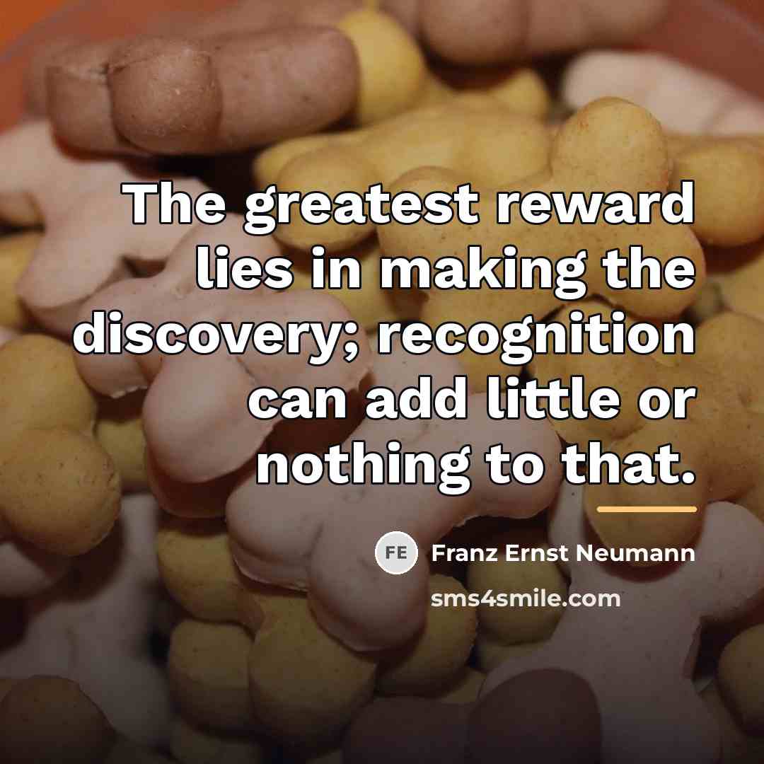 “The greatest reward lies in making the discovery; recognition can…” quote by Franz Ernst Neumann