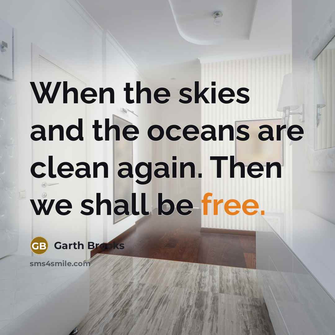 “When the skies and the oceans are clean again. Then…” quote by Garth Brooks