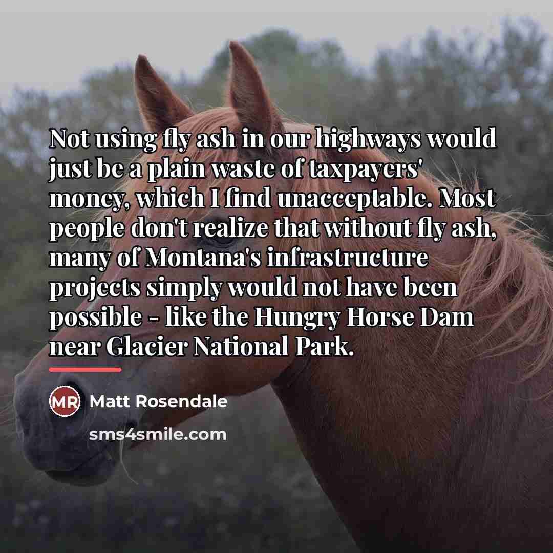 “Not using fly ash in our highways would just be…” quote by Matt Rosendale