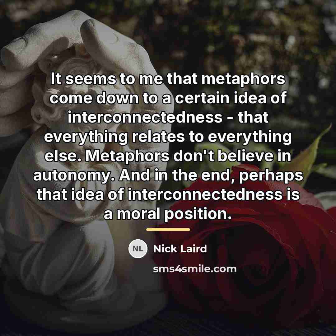 “It seems to me that metaphors come down to a…” quote by Nick Laird