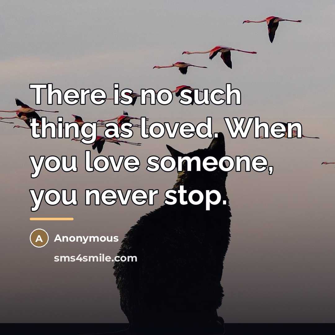 “There is no such thing as loved. When you love…” quote by Anonymous