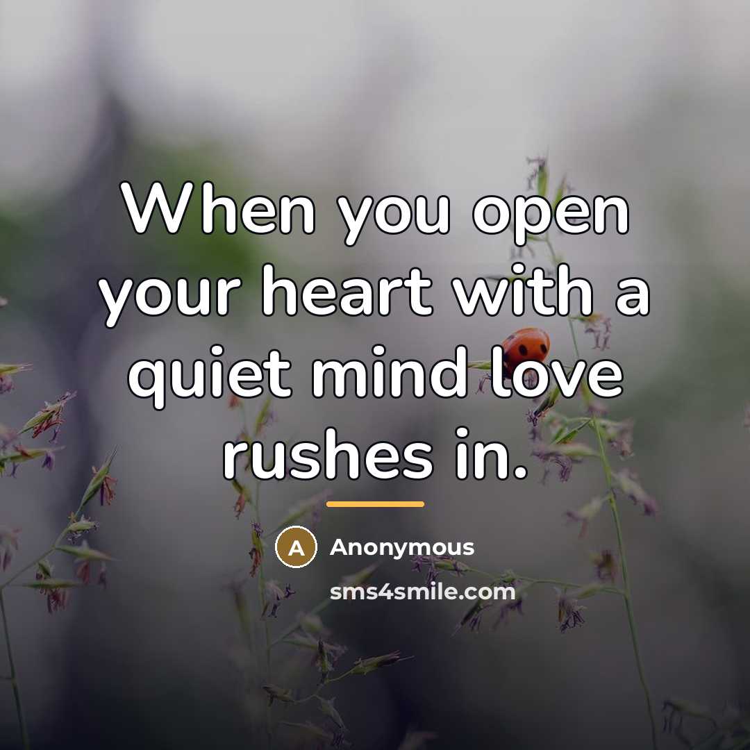 “When you open your heart with a quiet mind love…” quote by Anonymous