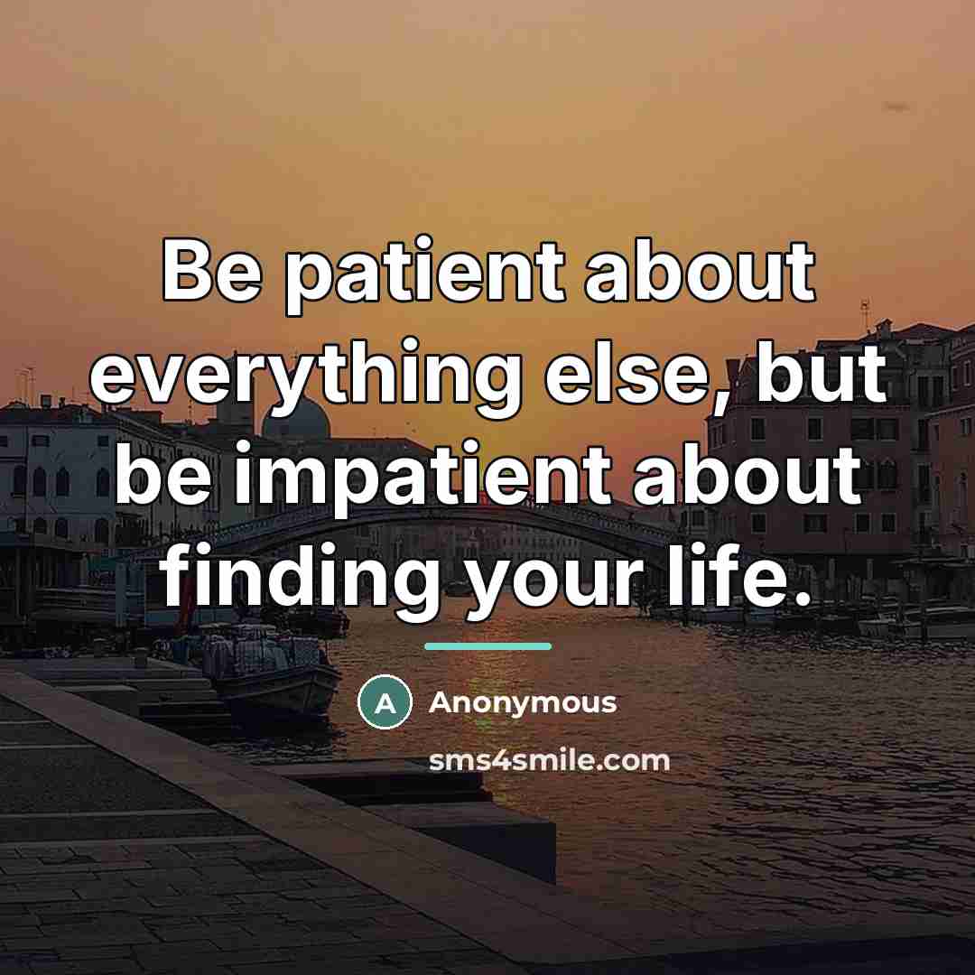 “Be patient about everything else, but be impatient about finding…” quote by Anonymous