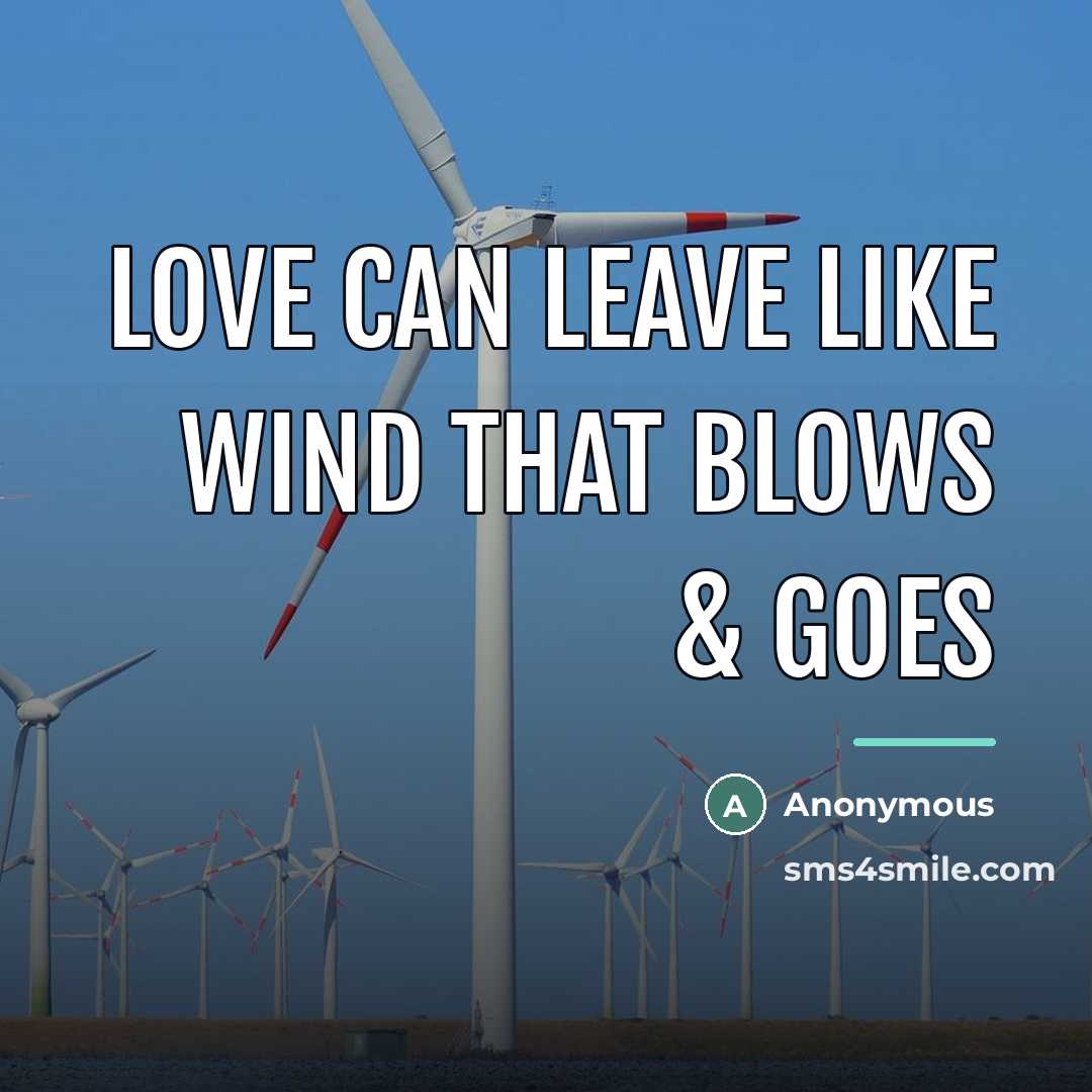 “Love can leave like wind that blows & goes…” quote by Anonymous