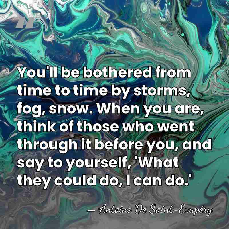 You'll be bothered from time to time by storms, fog, snow. When&hellip; - Antoine de Saint-Exupery