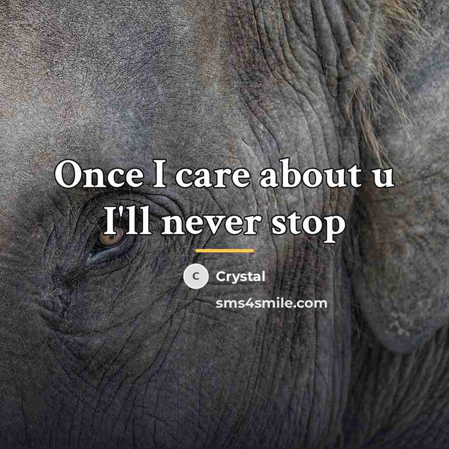 “Once I care about u I'll never stop…” quote by Crystal