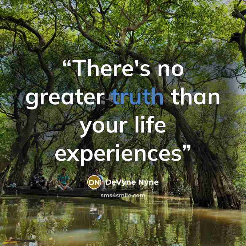 “There's no greater truth than your life experiences” quote by DeVyne Nyne
