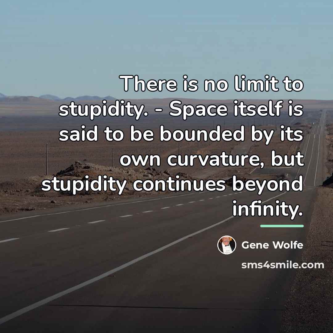 “There is no limit to stupidity. - Space itself is…” quote by Gene Wolfe