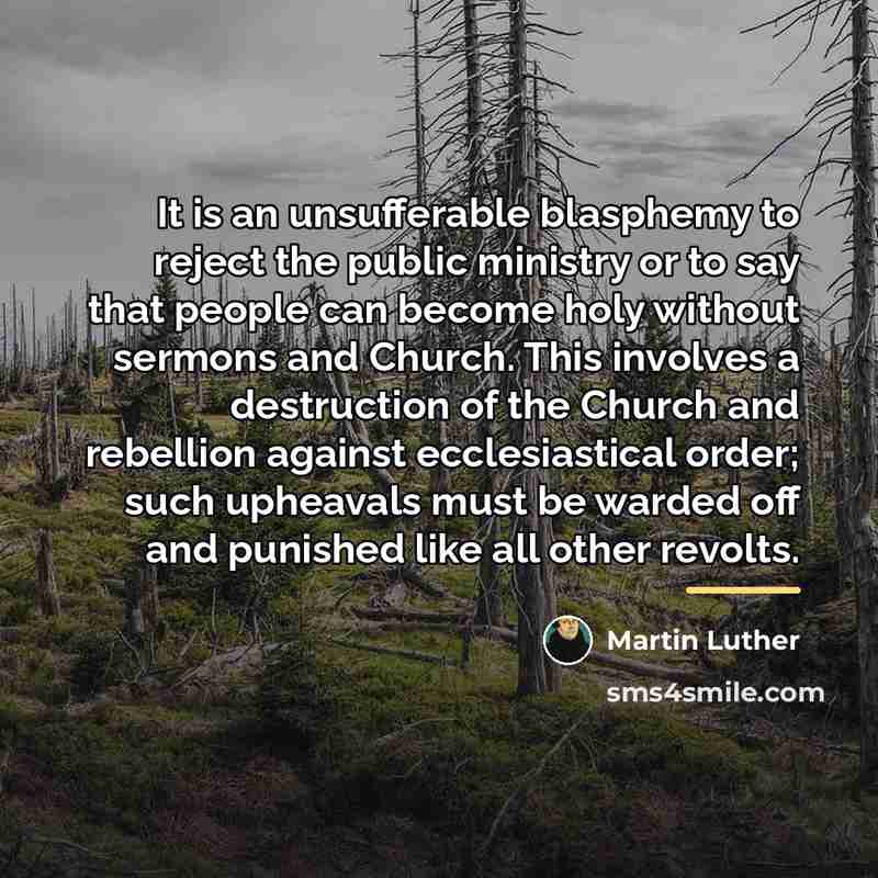 “It is an unsufferable blasphemy to reject the public ministry…” quote by Martin Luther