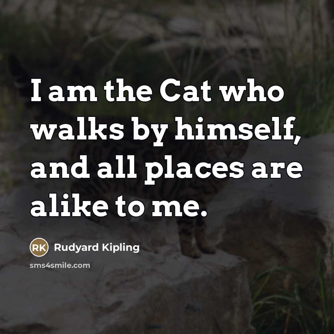 “I am the Cat who walks by himself, and all…” quote by Rudyard Kipling