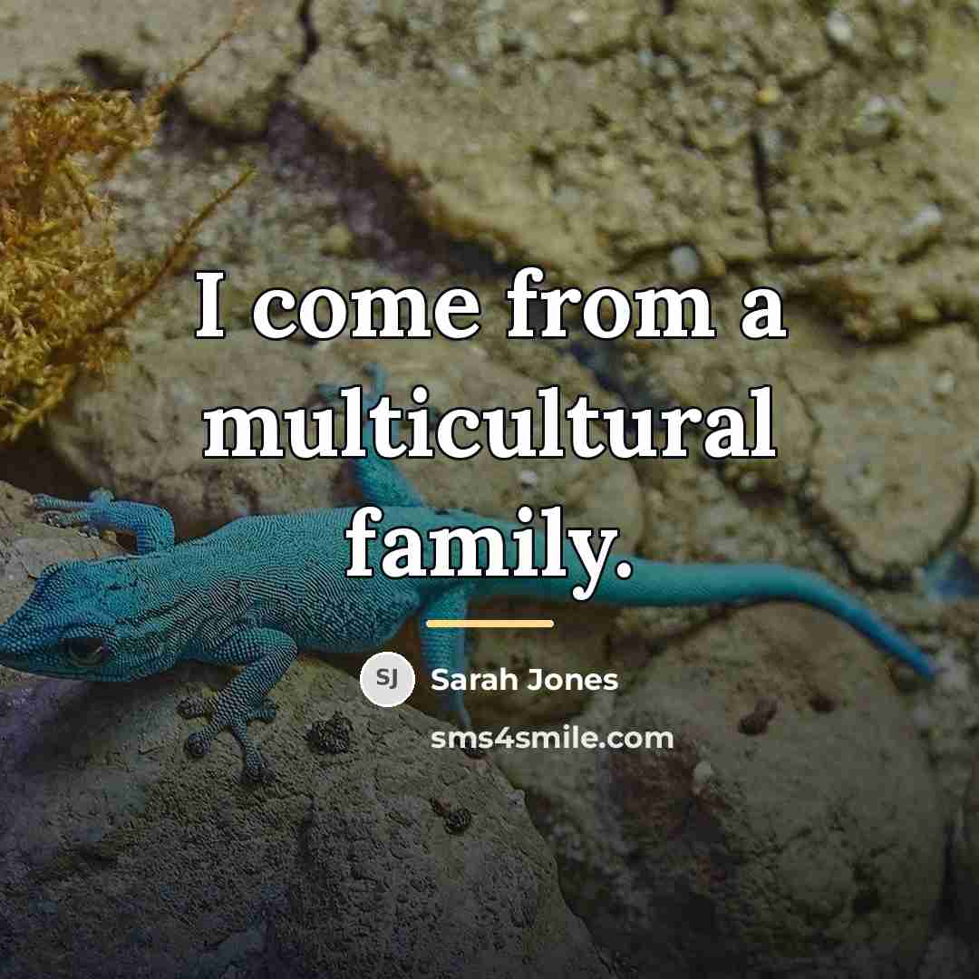 “I come from a multicultural family.…” quote by Sarah Jones