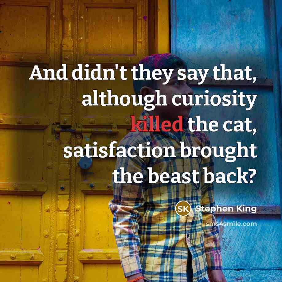 “And didn't they say that, although curiosity killed the cat,…” quote by Stephen King