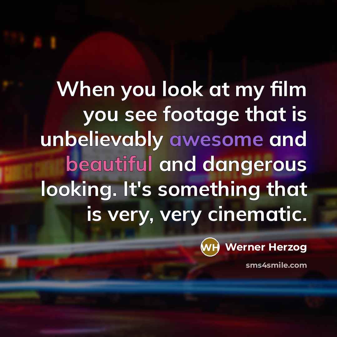 “When you look at my film you see footage that…” quote by Werner Herzog