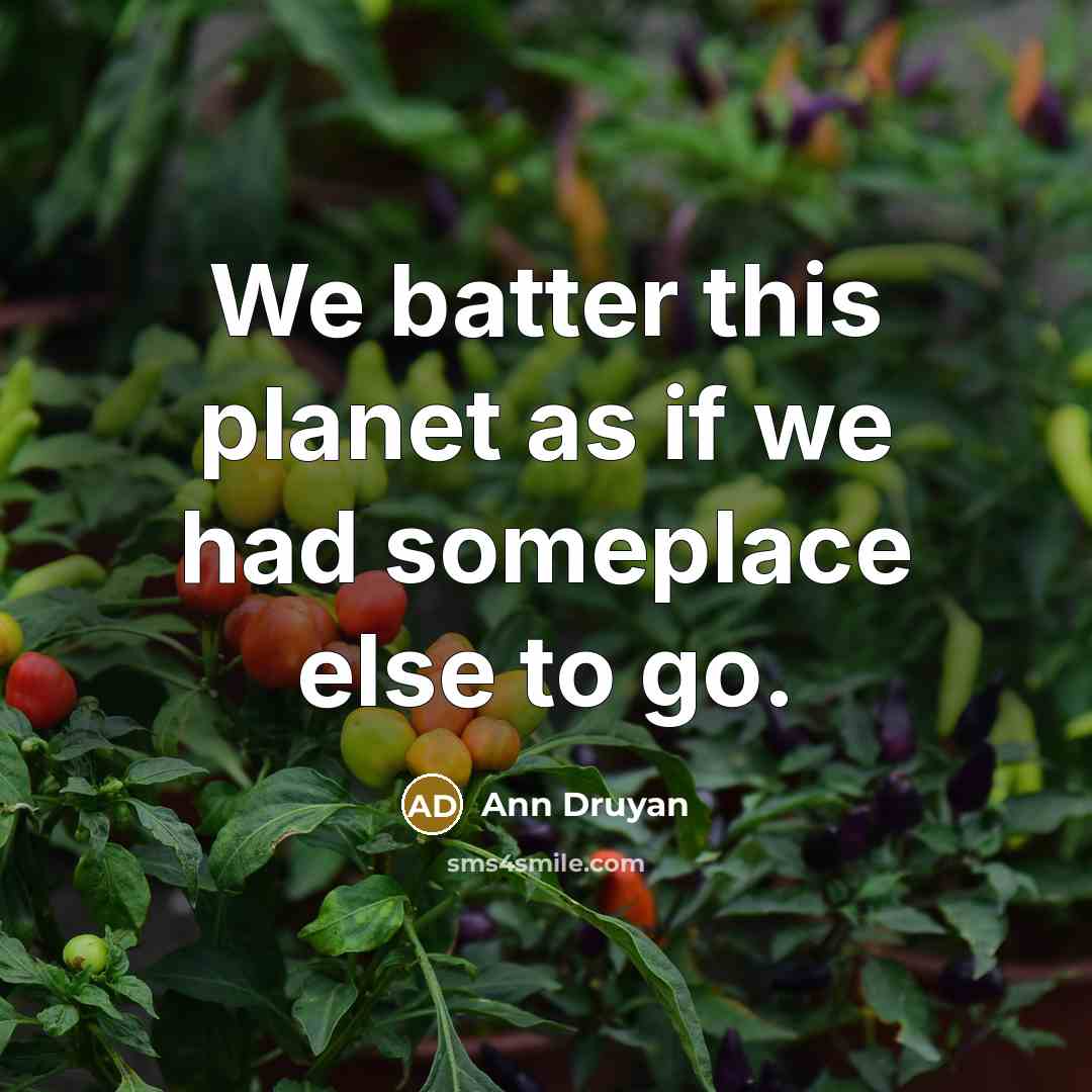 “We batter this planet as if we had someplace else…” quote by Ann Druyan