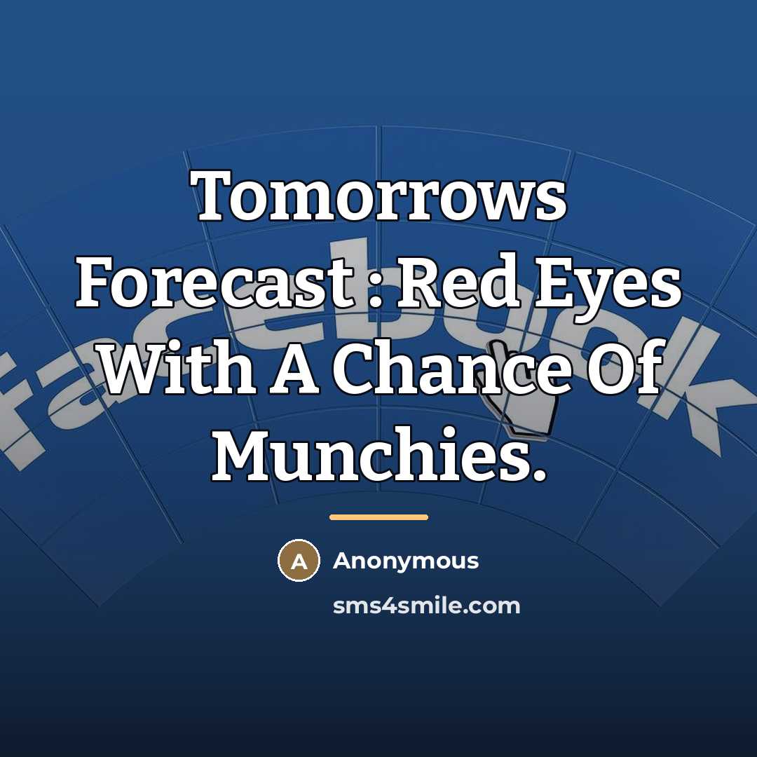 “Tomorrows Forecast : Red Eyes With A Chance Of Munchies.…” quote by Anonymous