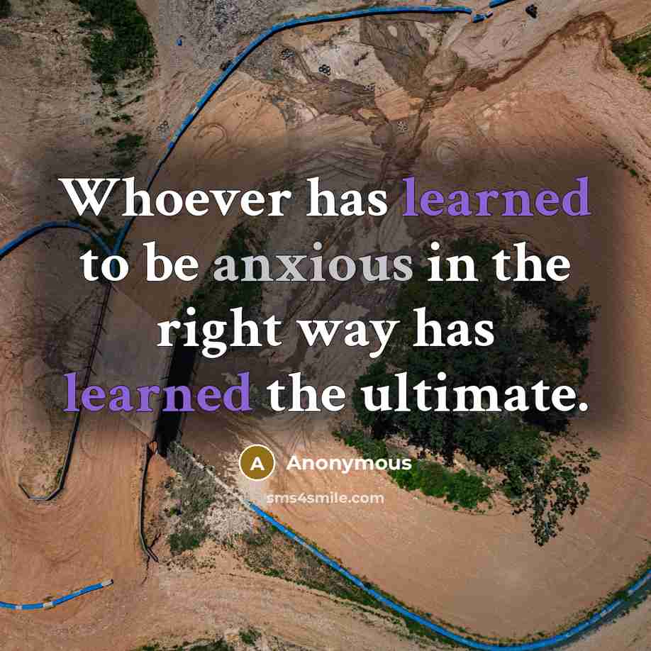 “Whoever has learned to be anxious in the right way…” quote by Anonymous