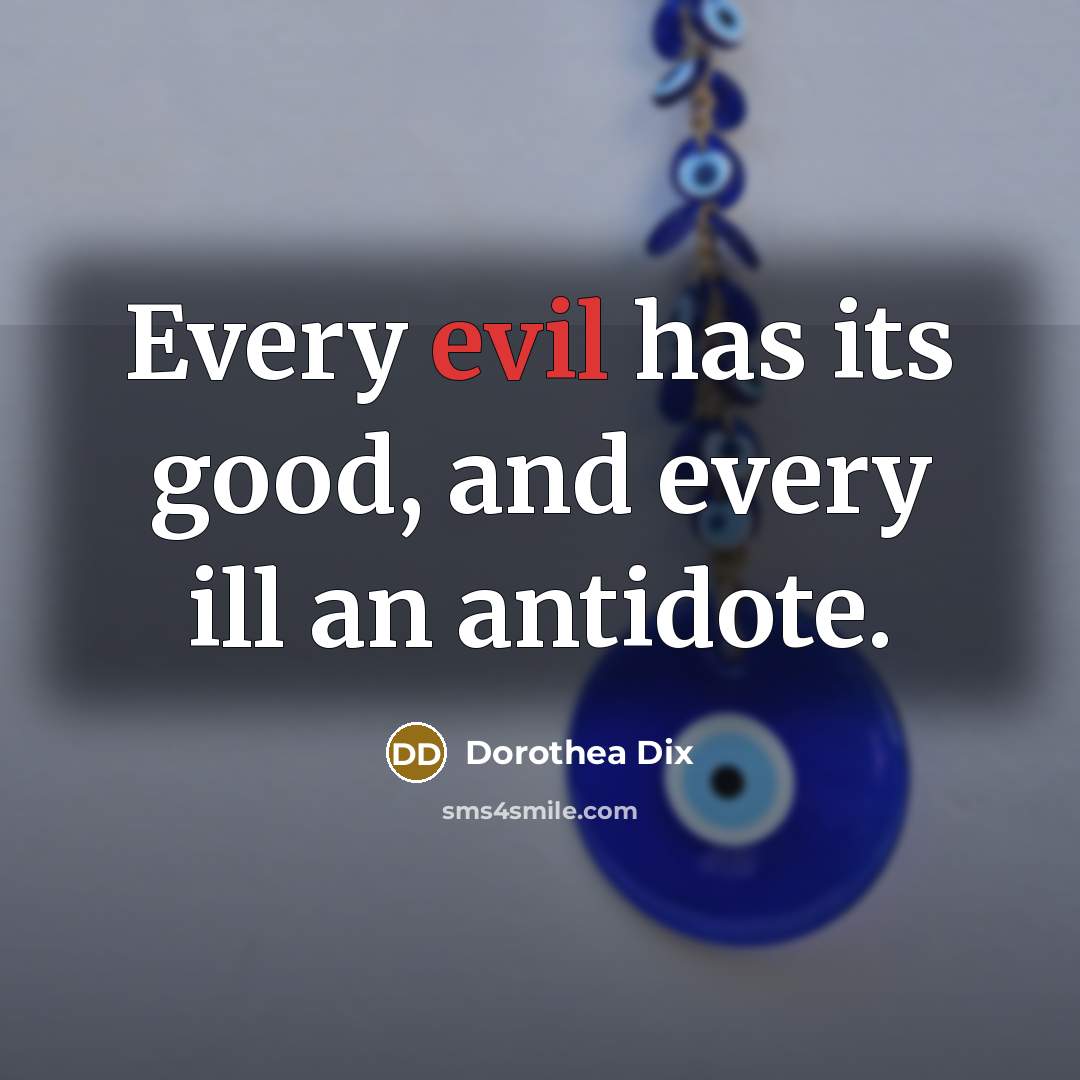 “Every evil has its good, and every ill an antidote.…” quote by Dorothea Dix