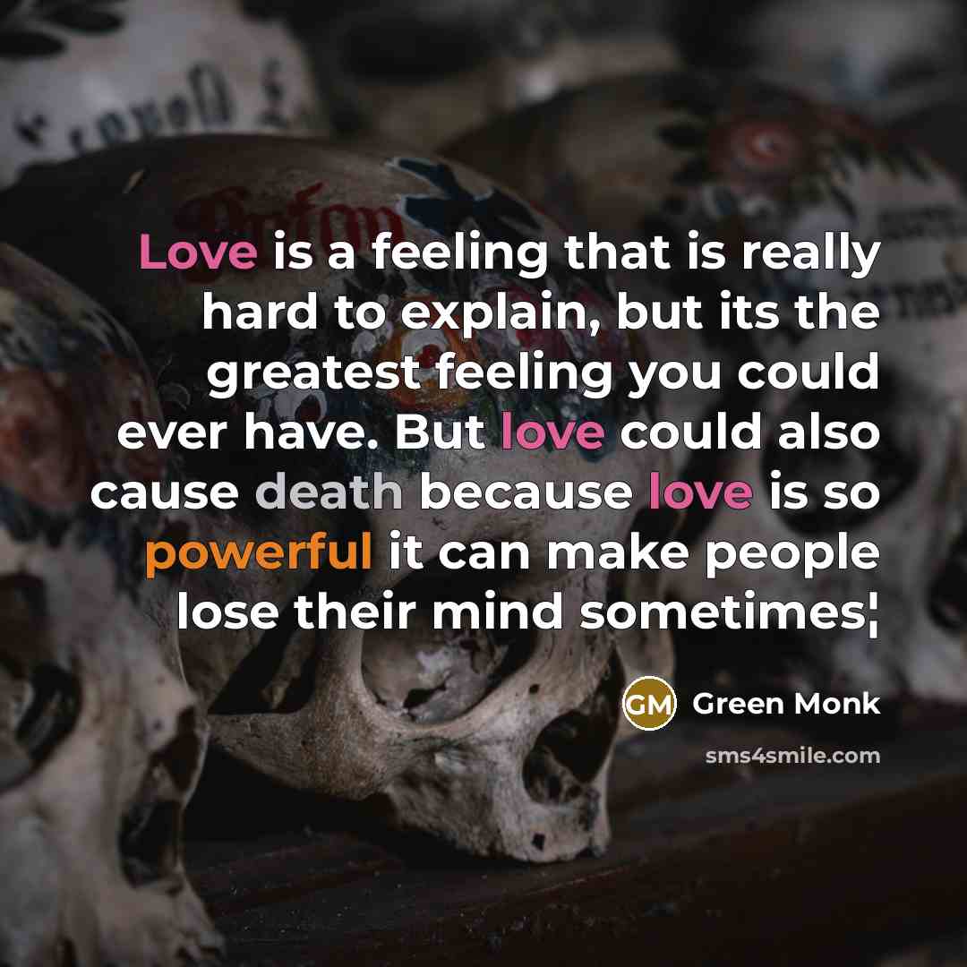 “Love is a feeling that is really hard to explain,…” quote by Green Monk