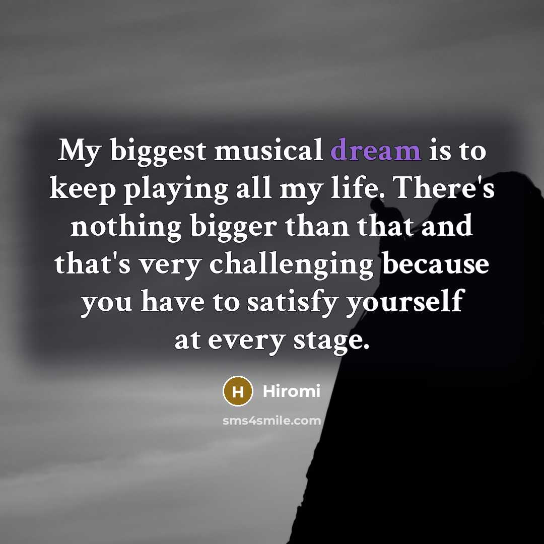 “My biggest musical dream is to keep playing all my…” quote by Hiromi