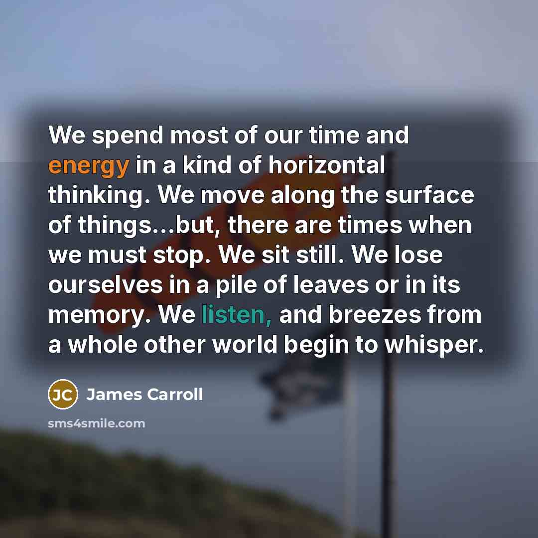 “We spend most of our time and energy in a…” quote by James Carroll