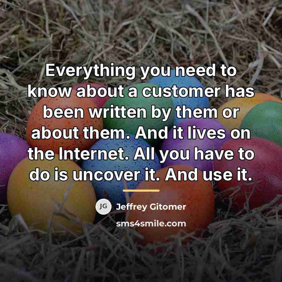 “Everything you need to know about a customer has been…” quote by Jeffrey Gitomer